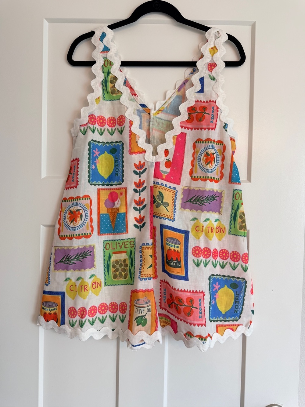 So Me White Romper with Bright Multicolor italian Print